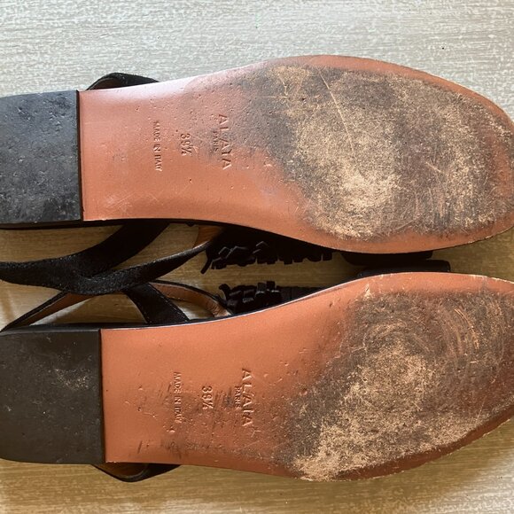 Alaia Paris Suede Flat Sandals with Fringe Top Made in Italy Size 39 1/2 - Picture 4 of 9